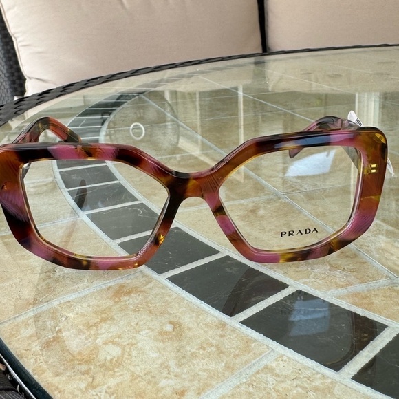 Prada PR A04V 18N1O1 Eyeglasses Women's Havana Cognac Full Rim 52-16-140 New - Picture 2 of 7